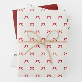 Weihnachten Bows rot bordeauxrot Ribbons Urlaub Geschenkpapier Set