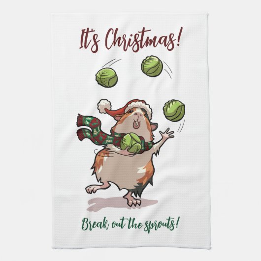 Weihnachten! Break die Sprossen aus! Guinea Pig Geschirrtuch (Vertikal)