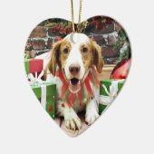 Weihnachten - BretagneSpaniel - Kinnick Keramikornament (Links)