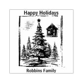 Weihnachten Briefmarke Pine Tree Editable Gummistempel (Prägung)