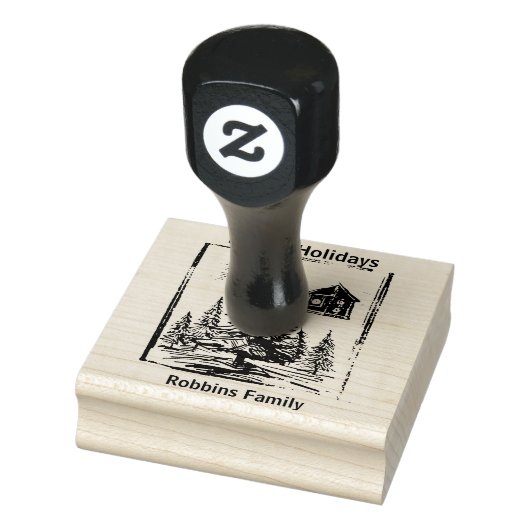 Weihnachten Briefmarke Pine Tree Editable Gummistempel (Stempel)