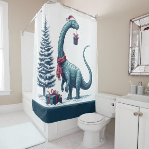 Weihnachten Brontosaurus dinosaurier Duschvorhang