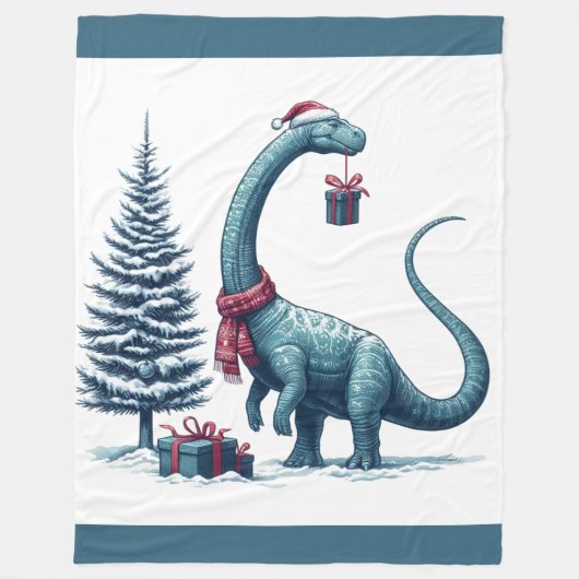Weihnachten Brontosaurus dinosaurier Fleecedecke (Vorderseite)