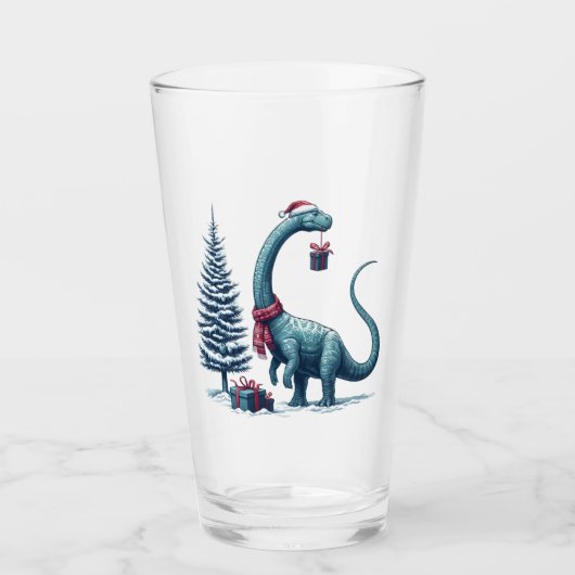 Weihnachten Brontosaurus dinosaurier Glas (Vorderseite)