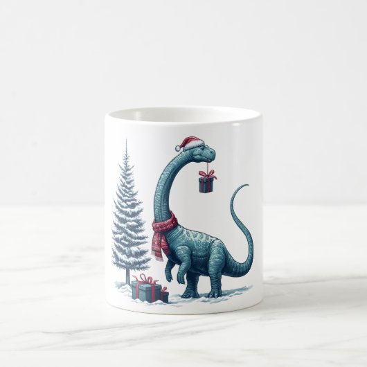 Weihnachten Brontosaurus dinosaurier Kaffeetasse (Mittel)