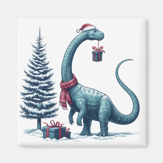 Weihnachten Brontosaurus dinosaurier Magnet (Vorne)