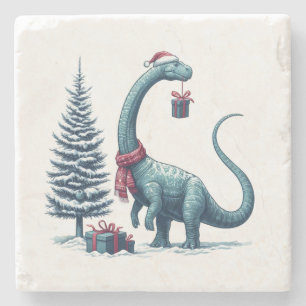 Weihnachten Brontosaurus dinosaurier Steinuntersetzer