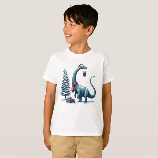 Weihnachten Brontosaurus dinosaurier T-Shirt (Vorne ganz)
