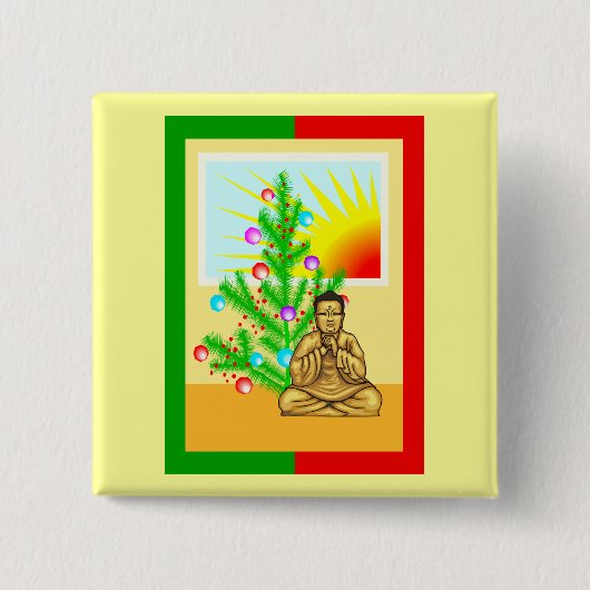 Weihnachten Buddha w/Tree! Button (Vorderseite)