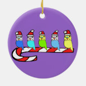 Weihnachten Budgies gehockt auf Zuckerstange Keramikornament (Hinten)