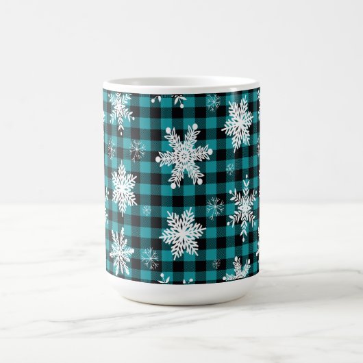 Weihnachten - Buffalo - Karierte Aquamarine Schnee Kaffeetasse (Mittel)