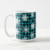 Weihnachten - Buffalo - Karierte Aquamarine Schnee Kaffeetasse (Links)