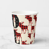 Weihnachten Buffalo Moose Kariert Pappbecher (Rückseite)