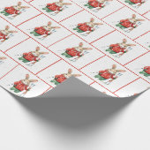 Weihnachten Bunnies mit Skis und Schneeflocken Geschenkpapier (Ecke)