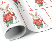 Weihnachten Bunnies mit Skis und Schneeflocken Geschenkpapier (Rolleneckpunkt)