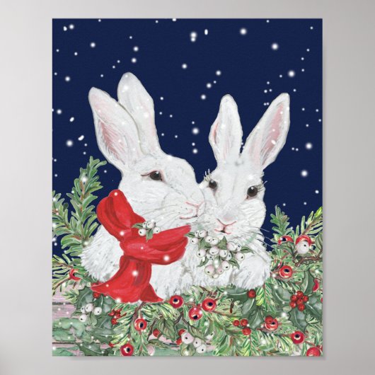 Weihnachten Bunny Rabbits Niedlich Holiday Art Fes Poster (Vorne)