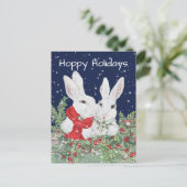 Weihnachten Bunny Rabbits Snowy Holly Berry Holida (Stehend Vorderseite)