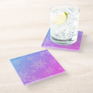 Weihnachten bunt Schneeflocken Glass Untersetzer