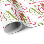 Weihnachten bunt und lustig Typografie zurücktrete Geschenkpapier (Rolleneckpunkt)