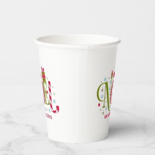 Weihnachten bunt und lustig Typografie zurücktrete Pappbecher (Rechts)