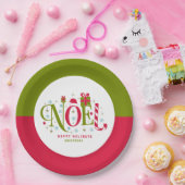 Weihnachten bunt und lustig Typografie zurücktrete Pappteller (Party)