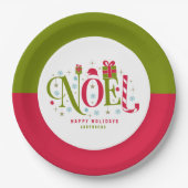 Weihnachten bunt und lustig Typografie zurücktrete Pappteller (Vorderseite)