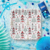 Weihnachten, bunt, Weihnachtsbaum, rot, grün Pappteller (Party)