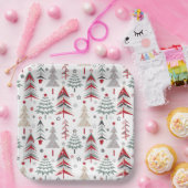 Weihnachten, bunt, Weihnachtsbaum, rot, grün Pappteller (Party)