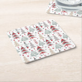 Weihnachten, bunt, Weihnachtsbaum, rot, grün Rechteckiger Pappuntersetzer (angewinkelt)