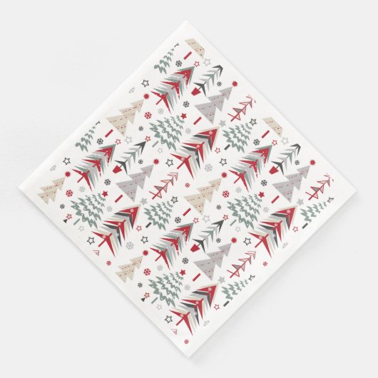 Weihnachten, bunt, Weihnachtsbaum, rot, grün Serviette (Ecke)