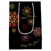 Weihnachten - bunte und helle Schneeflocken Mittlere Geschenktüte (Rückseite)