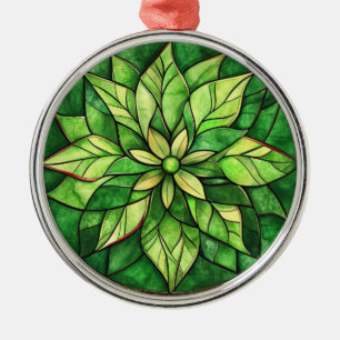 WEIHNACHTEN BUNTGLAS IN GRÜNTÖNEN ORNAMENT AUS METALL