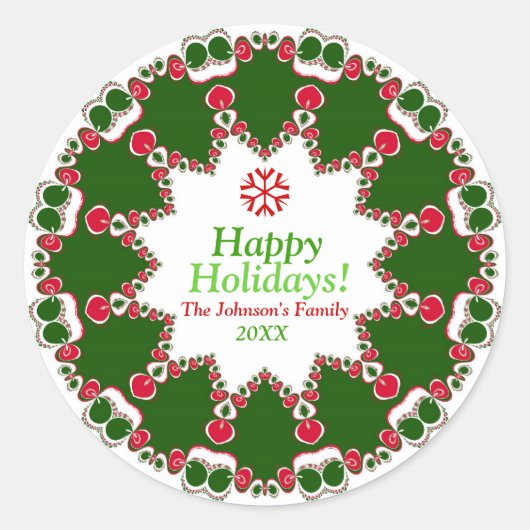 Weihnachten Candlelight Fraktal Spitze Mandala Runder Aufkleber (Vorderseite)