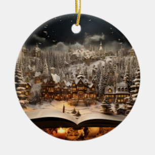 Weihnachten Candlelit Storybook Bergdorf Keramik Ornament