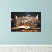 Weihnachten Candlelit Storybook Bergdorf Leinwanddruck (Insitu (Holzboden))