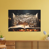 Weihnachten Candlelit Storybook Bergdorf Leinwanddruck (Insitu (Wohnzimmer))