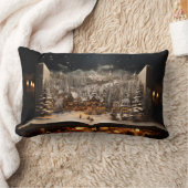 Weihnachten Candlelit Storybook Bergdorf Lendenkissen (Decke)