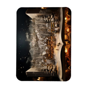 Weihnachten Candlelit Storybook Bergdorf Magnet