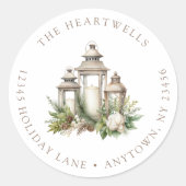 Weihnachten Candles Grüne Rücksendeadresse Runder Aufkleber (Vorderseite)