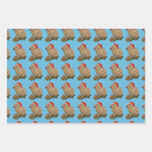 Weihnachten Capybara Familie in Lights ummantelt Geschenkpapier Set (Vorderseite 3)