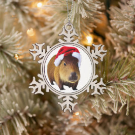Weihnachten Capybara im Winter Hintergrund Schneeflocken Zinn-Ornament