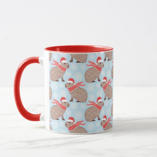 Weihnachten Capybara in Weihnachtsmannmützen Urlau Tasse (Links)