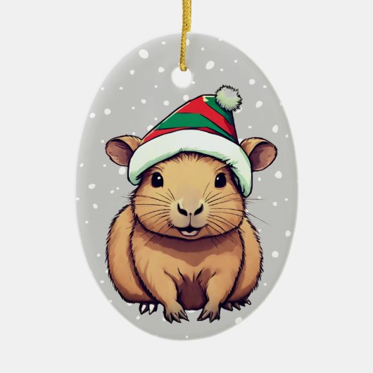 Weihnachten Capybara Keramik Ornament (Vorne)