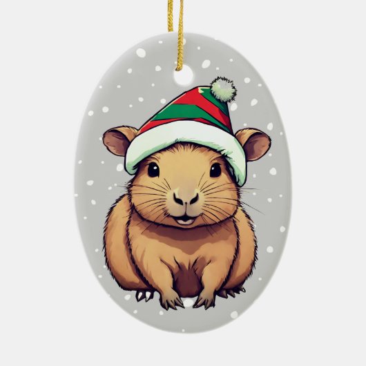 Weihnachten Capybara Keramik Ornament (Hinten)