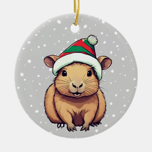 Weihnachten Capybara Keramik Ornament (Vorne)