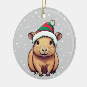 Weihnachten Capybara Keramik Ornament (Links)