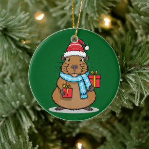 Weihnachten Capybara Keramik Ornament