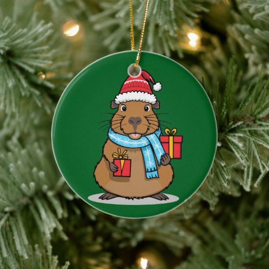Weihnachten Capybara Keramik Ornament (Baum)