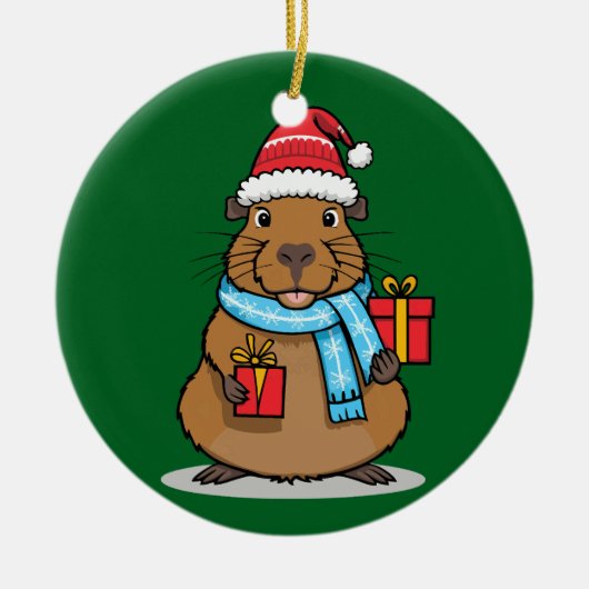 Weihnachten Capybara Keramik Ornament (Vorne)