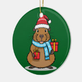 Weihnachten Capybara Keramik Ornament (Links)